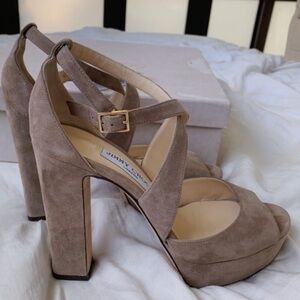 Authentic Jimmy Choo Light Mocha Suede Heels
